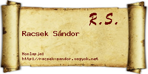 Racsek Sándor névjegykártya
