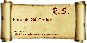 Racsek Sándor névjegykártya